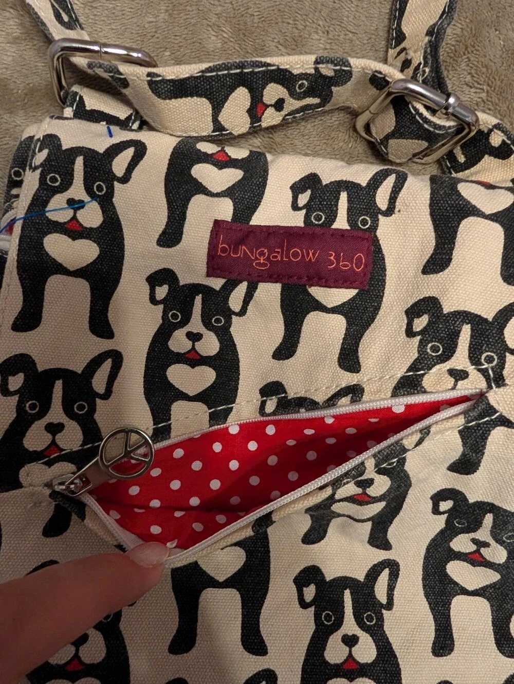 Bungalow 360 Black & Cream Dog Pattern Crossbody